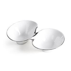 Misa ceramiczna ELENE biała ze srebrem 22 x 13 x 6 cm