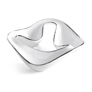 Patera ceramiczna ROB biała ze srebrem 23 x 23 x 6 cm