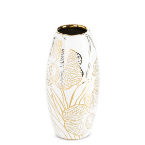 Wazon ceramiczny GLEN biały ze złotem Ø 12 x 25 cm