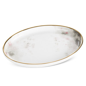 Patera ceramiczna LUMIA biała ze srebrem 32 x 23 x 4 cm