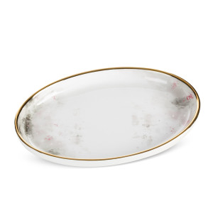Patera ceramiczna LUMIA biała ze srebrem 27 x 19 x 3 cm