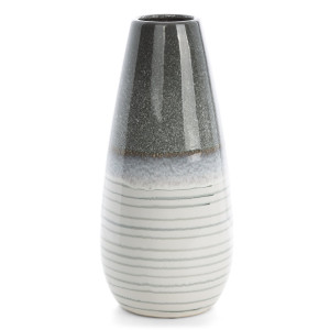 Wazon dekoracyjny VIKI biało-popielaty Ø19 cm wys. 39 cm ceramika