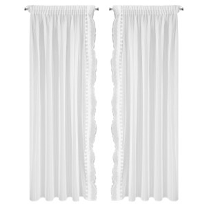 Komplet firan LARISA biały 140x270 x2 taśma - koronka, perełki