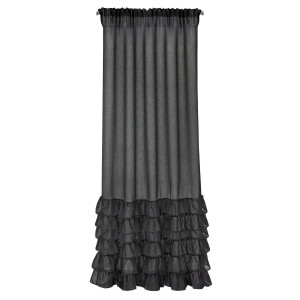 Firana DOLLY czarna 140x250 cm na taśmie - falbany w stylu hiszpańskim