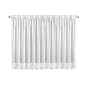 Firana KATRINA biała 350x150 cm na taśmie z koronką