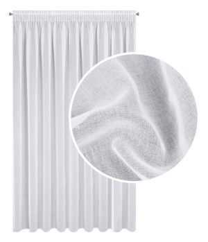 Firana gotowa ELPIDIA biała 140x270 cm na taśmie marszczącej
