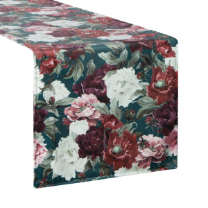 Bieżnik poliester 35x180 cm zielony VELVET Eurofirany na stół dekoracyjny