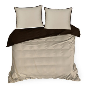 Pościel satyna bawełniana 160x200 cm beżowy LUNARA Eurofirany komplet