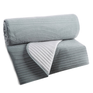 Narzuta welwetowa 170x210 cm srebrny VELVET 2 Eurofirany na łóżko miękka