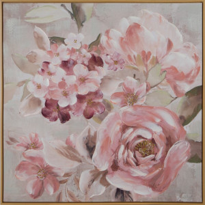 Obraz kwiaty 80x80 ciemnoróżowy