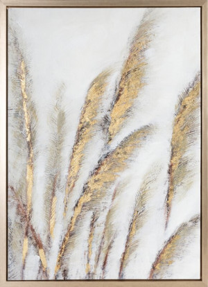 Obraz liście 50x70 szary