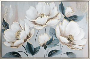 Obraz kwiaty 60x90 biały