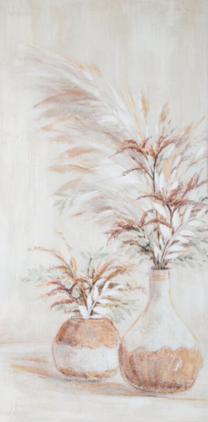 Obraz kwiaty 60x120 beżowy