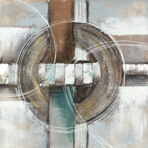 Obraz abstrakcja geometryczna 80x80 beżowy