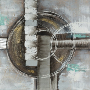 Obraz abstrakcja geometryczna 80x80 beżowy