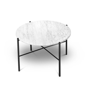 Inger B&W : Kolor podstawy - Biel alpejska, Rodzaj kamienia - Travertino Romano Classico, Średnica stolika - 70 cm