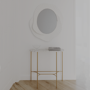 Liv Gold - konsola z blatem Bianco Carrara : Kolor podstawy - Biały mat, Rodzaj kamienia - Travertino Romano Classico, Rozmiar - 100 cm x 40 cm