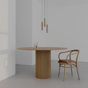 Hygge Ash - okrągły stół z litego drewna : Kolor podstawy - Jesion naturalny, Średnica stołu  - 120 cm, Wybarwienie drewna - Jesion naturalny
