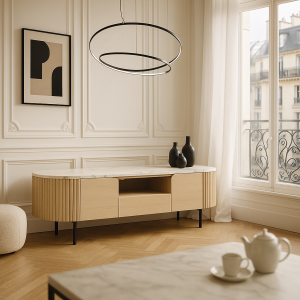 Gloss - szafka RTV z marmurowym blatem