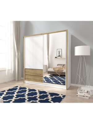 Szafa przesuwna SAHARA 200cm lustro, szuflady