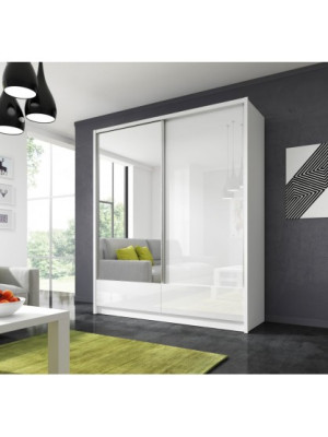 Szafa przesuwna ADELLA I 180cm 1 lustro Biel/Biel połysk