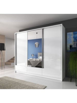 Szafa przesuwna ADELLA I 250cm lustro Biel/Biel połysk