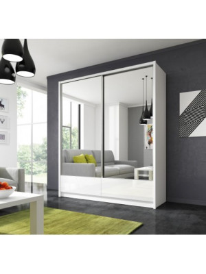 Szafa przesuwna ADELLA II 180cm Biel/Biel połysk