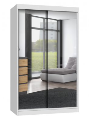 SZAFA PRZESUWNA PRESTIGE 120 Z LUSTRAMI - BIEL