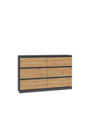 KOMODA ENZO 6 120 - ANTRACYT / DĄB ARTISAN