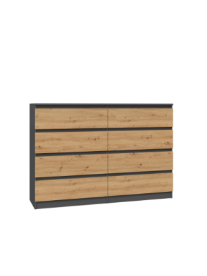 KOMODA ENZO 8 140 - ANTRACYT / DĄB ARTISAN