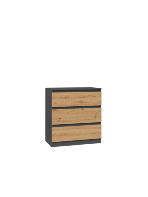 KOMODA ENZO 3 - ANTRACYT / DĄB ARTISAN