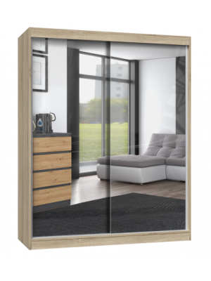 SZAFA PRZESUWNA PRESTIGE 160 Z 2 LUSTRAMI - DĄB SONOMA