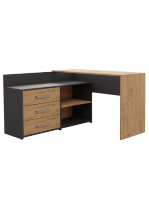 BIURKO NAROŻNE + KOMODA DANY ANTRACYT / DĄB ARTISAN