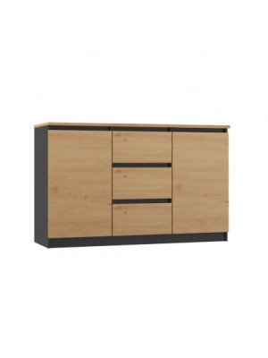 KOMODA 2D3S 120 - ANTRACYT / DĄB ARTISAN BLAT ARTISAN