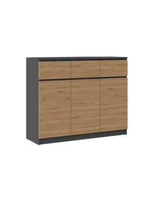 KOMODA 3 DRZWI 3 SZUFLADY ANTRACYT/ARTISAN KOMPLET