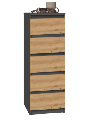 W5 KOMODA 5 SZUFLAD - ANTRACYT / ARTISAN