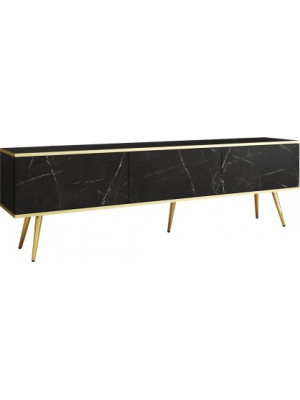 Szafka RTV ORO R-175 czarny/marmur black royal na nóżkach
