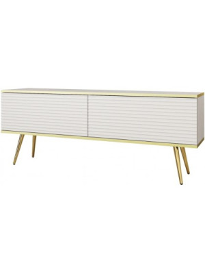 Szafka RTV ORO R-135 biel, ryflowany front na nóżkach