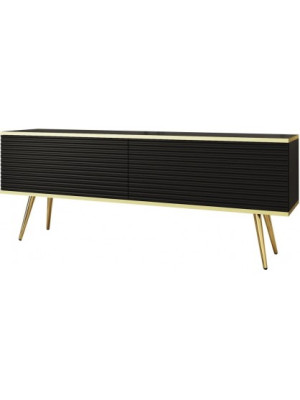 Szafka RTV ORO R-135 ryflowany front, czarny na nóżkach