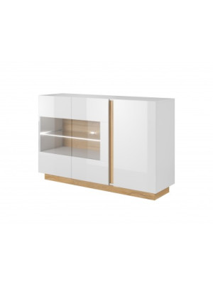 KOMODA ADAM 2 138+ szkło BIEL POŁYSK/DĄB ARTISAN