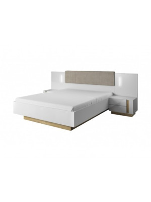 ŁÓŻKO + STOLIKI NOCNE ADAM 2 BIEL POŁYSK/DĄB GRANDSON