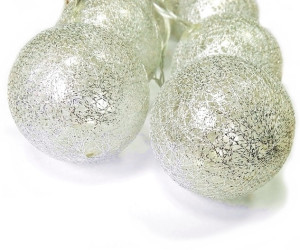 SW61S SREBRNA GIRLANDA ŚWIĄTECZNA KULE ŚWIECĄCE COTTON BALLS
