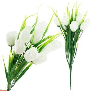 CV35281-1 BUKIET KROKUSÓW SZTUCZNY BIAŁY 10 GŁÓWEK 35 CM WIOSENNY 5 GAŁĄZEK
