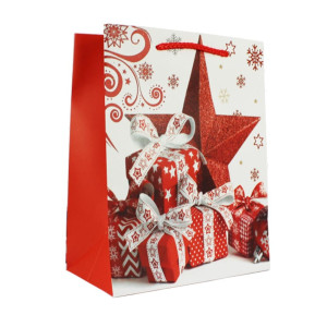 BAG8607 TOREBKA OKAZYJNA BOZONARODZENIOWA BIAŁO-CZERW 44X31X12