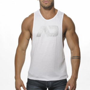 Addicted Tank top ze srebrnym logo AD043 C-01 biały