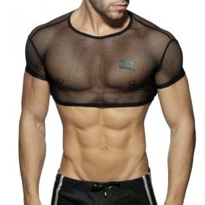 Addicted Siateczkowy crop top Party AD843 C-10 czarny