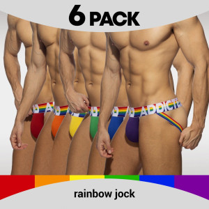 Addicted Tęczowy 6-pak bawełnianych jockstrapów AD1144P