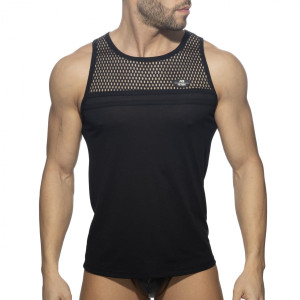 Addicted Tank top z siatką na górze ADF167 C-10 cały czarny