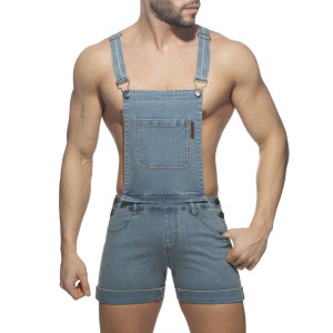 Addicted Jeansowe ogrodniczki z odpinaną górą AD1162 C-500 jasny jeans