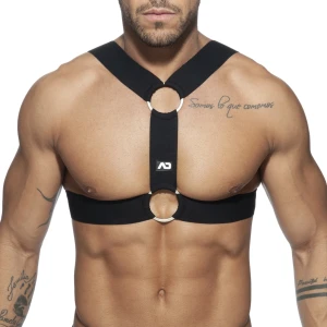 Addicted Gumowa uprząż harness z dwoma pierścieniami ADF116 C-10 czarna